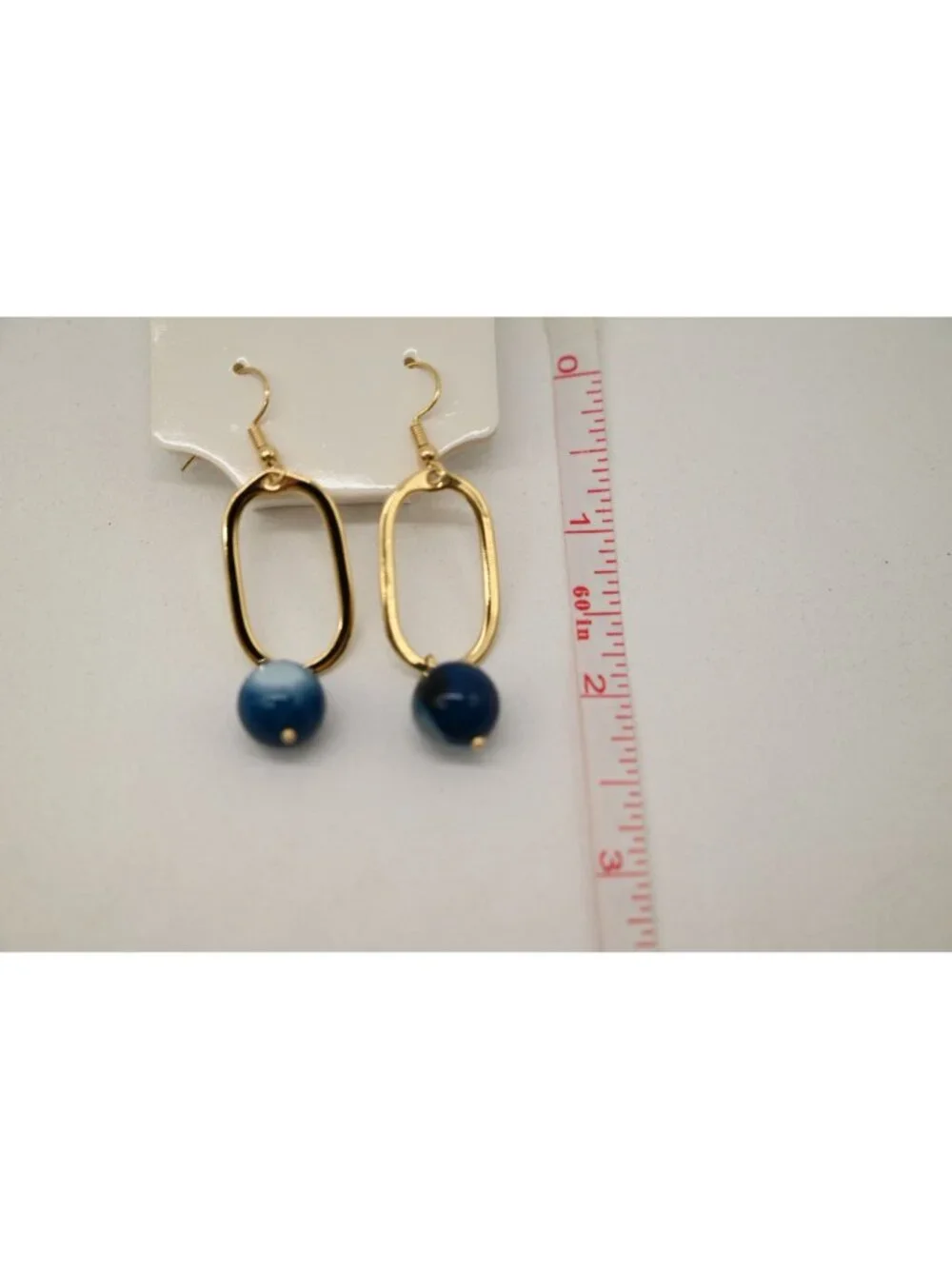 NWT Dylan Jewelry Mila Earrings Deep Blue Gold Tone Dangle Drop Statement Boho